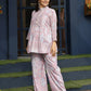 Light Pink Rayon Floral Printed Top with Matching Bottom - Eesha - Swadesiicart