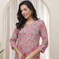 Vaasva Women Charcoal Cotton Printed Straight Kurti With Pant | Swadesiicart