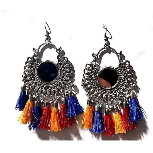 MS Fashion India Afghani Oxidised Fashion Earrings In Chandbali Shape Party Wear | Swadesiicart