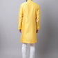 Even Apparels Yellow Pure Cotton Men's Kurta With Band Collar (SLK1187) | Swadesiicart