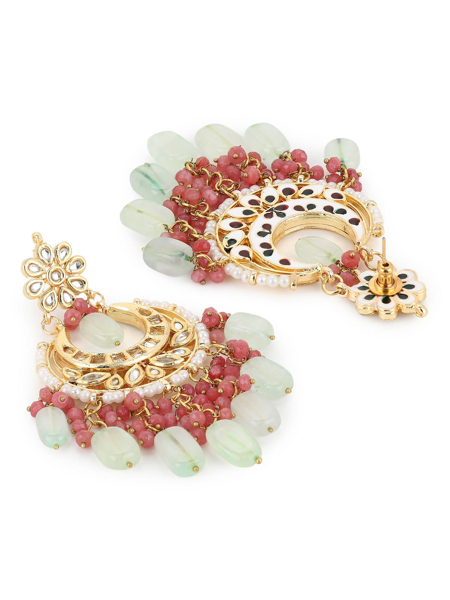 Gold-Toned Red Contemporary Gold-Polished Chandbalis Earrings - Ruby Raang | Swadesiicart
