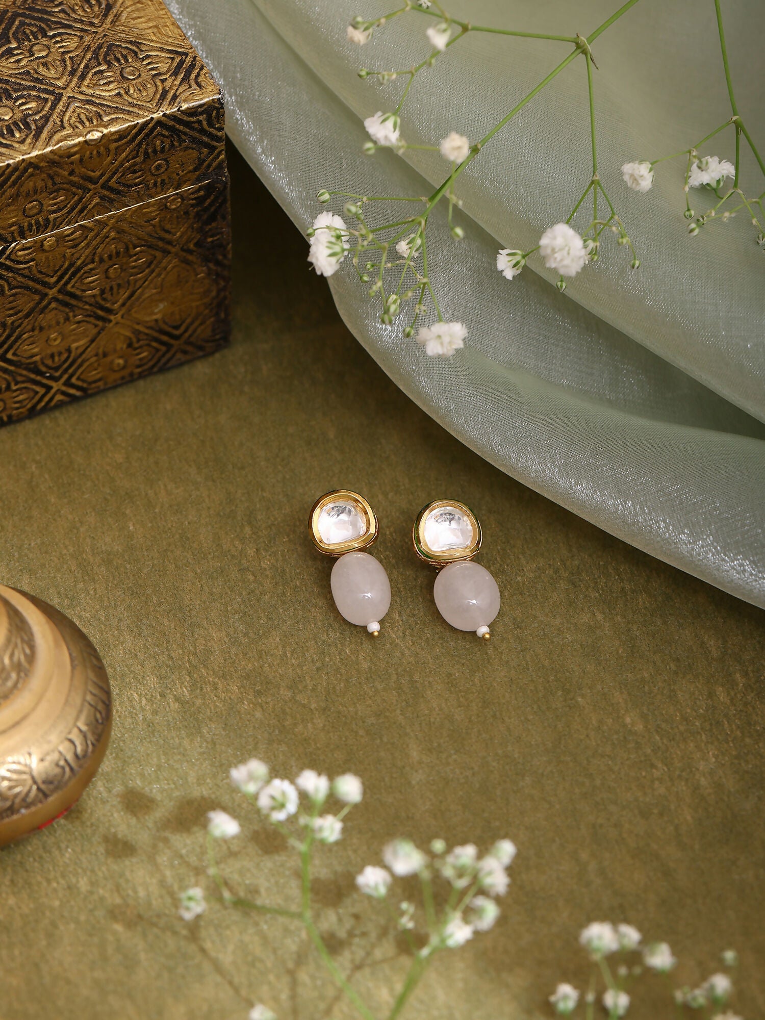 Ruby Raang Pink Kundan Studs | Swadesiicart