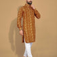 Anaita Mustard Printed Cotton Straight Kurta