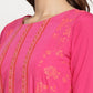Ahalyaa Dark Pink Crepe Khari Print Dress For Women | Swadesiicart