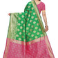 Vamika Banarasi Jacquard Weaving Green Saree (Dangal Green) | Swadesiicart