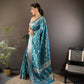 Joban Fashion Turquoise Meenakari Banarasi Silk Sarees | Swadesiicart
