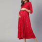 Anubhutee Women's Viscose Rayon A-Line Knee-Length Red Dresses | Swadesiicart
