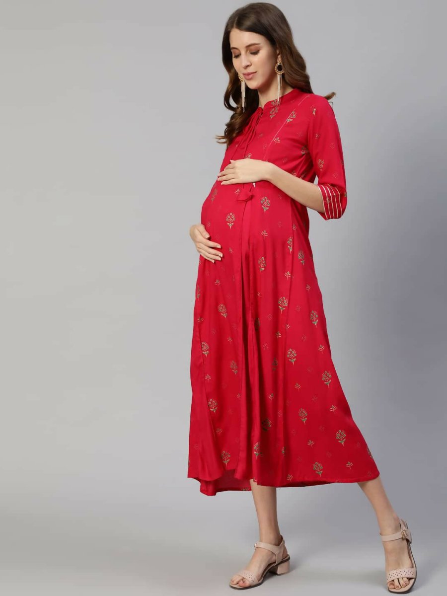 Anubhutee Women's Viscose Rayon A-Line Knee-Length Red Dresses | Swadesiicart