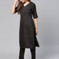 Ahalyaa Women's Black Poly Silk Printed Kurta Pant With Dupatta | Swadesiicart