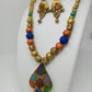 Terracotta Multi Colour Boho Style Neckset With Matching Earrings-Multi Colour