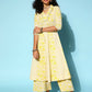 Ahalyaa Women Yellow Colour Crepe Printed Kurta Pant Set | Swadesiicart