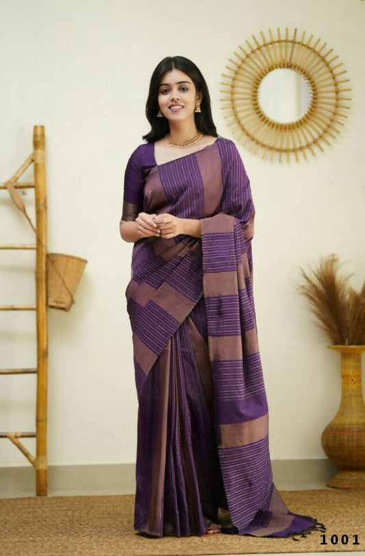 Partywear Designer Purple Banarasi Silk Fancy Saree - Starwalk | Swadesiicart