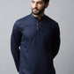 Even Apparels Navy blue Color Pure Cotton Men's Kurta With Side Placket (CHK082) | Swadesiicart