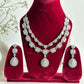 Siver American Diamond Two Layer Elegent Necklace Set With Earrings By House of Ree - Swadesiicart