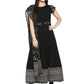 Ahalyaa Women's Black Crepe Printed Kurta With Attached Dupatta | Swadesiicart