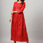 Juniper Women's Red Festive Printed Flared Dress | Swadesiicart