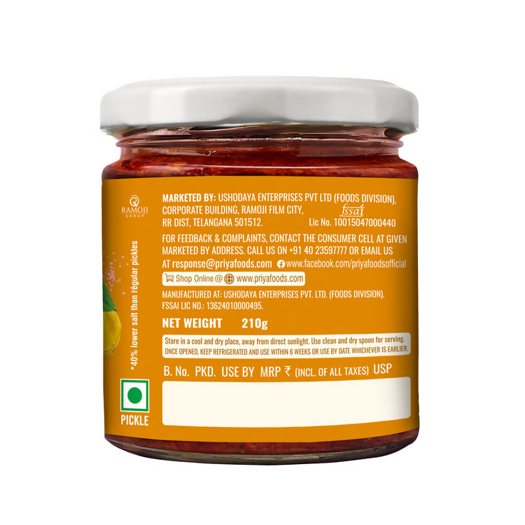Priya Low Salt Lemon Pickle | Swadesiicart