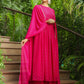 Janasya Pink Georgette Foil Print Kurta,Bottom & Dupatta | Swadesiicart