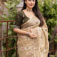 Olive Pure Linen Ethnic Motifs Saree with Unstitched Blouse - Hiral Fashion | Swadesiicart