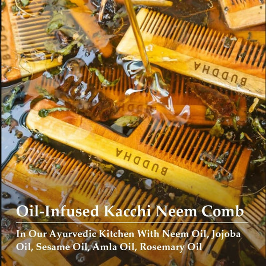 Buddha Natural Baby Comb with Handle - Kacchi Neem Wood - Swadesiicart