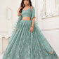 Aastha Fashion Ocean Blue Butterfly Net Tone To Tone Thread Work, Sequence Work And Original Mirror Work Embroidery Wedding Wear Lehenga Choli