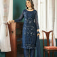 Blue Heavy Faux Georgette Embroidered Semi Stitched Suit - Dhvani