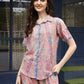 Pink Rayon Floral Printed Top with Matching Bottom - Eesha - Swadesiicart