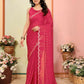 Aafreen Partywear Designer Pink White Rangoli Fancy Saree