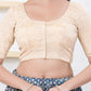 Joban Fashion Cream Tissue Elbow Sleeveless Front Open Blouse - Swadesiicart