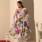 Pomcha Jaipur White Gul Gulistan Anarkali Set | Swadesiicart