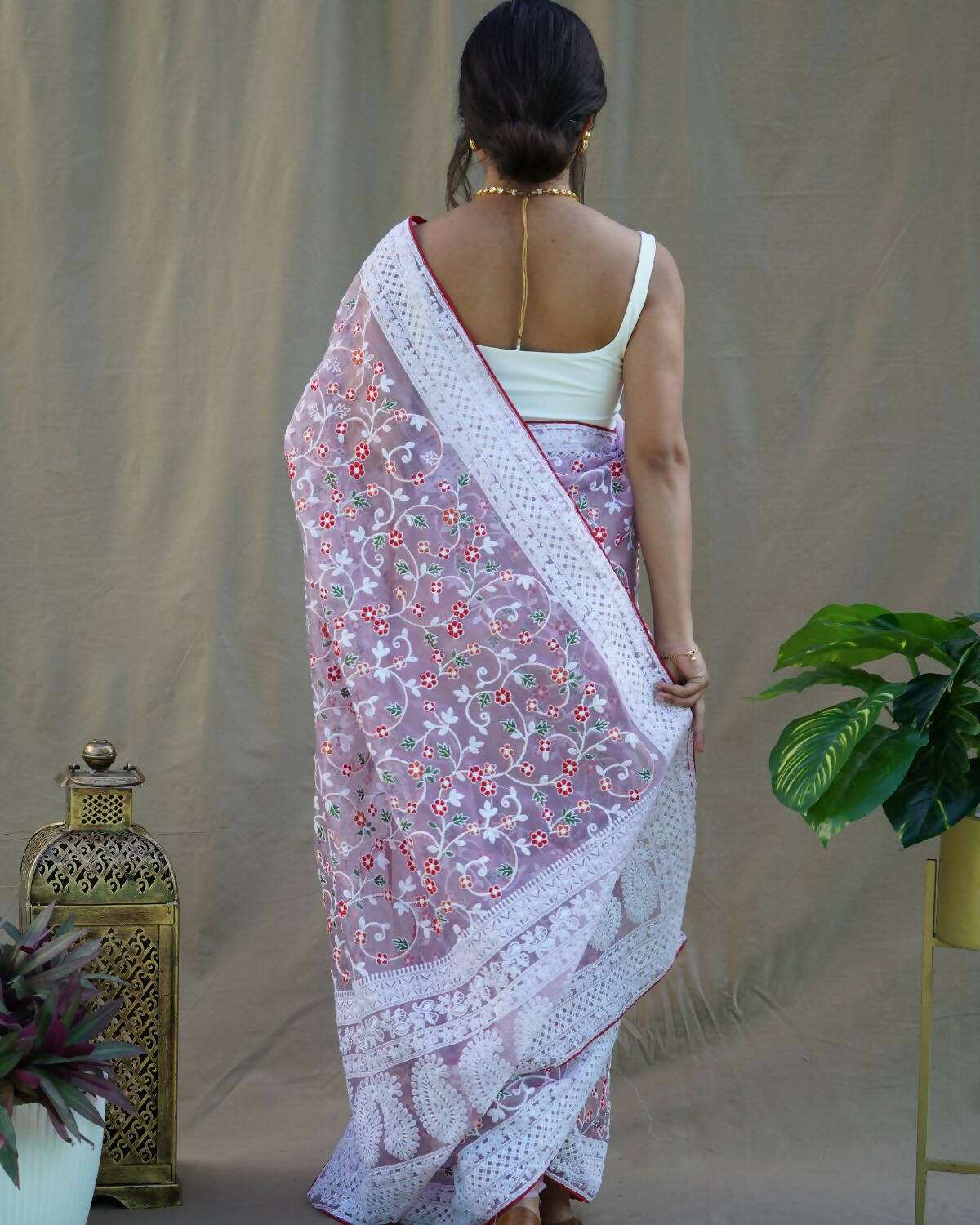 Vamsee Purple Organza Saree - Swadesiicart