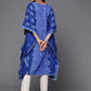 Ahalyaa Blue & White Floral Print Floral Kaftan Kurta | Swadesiicart