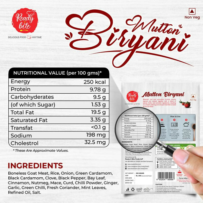 Ready 2 Bite Mutton Biryani | Swadesiicart