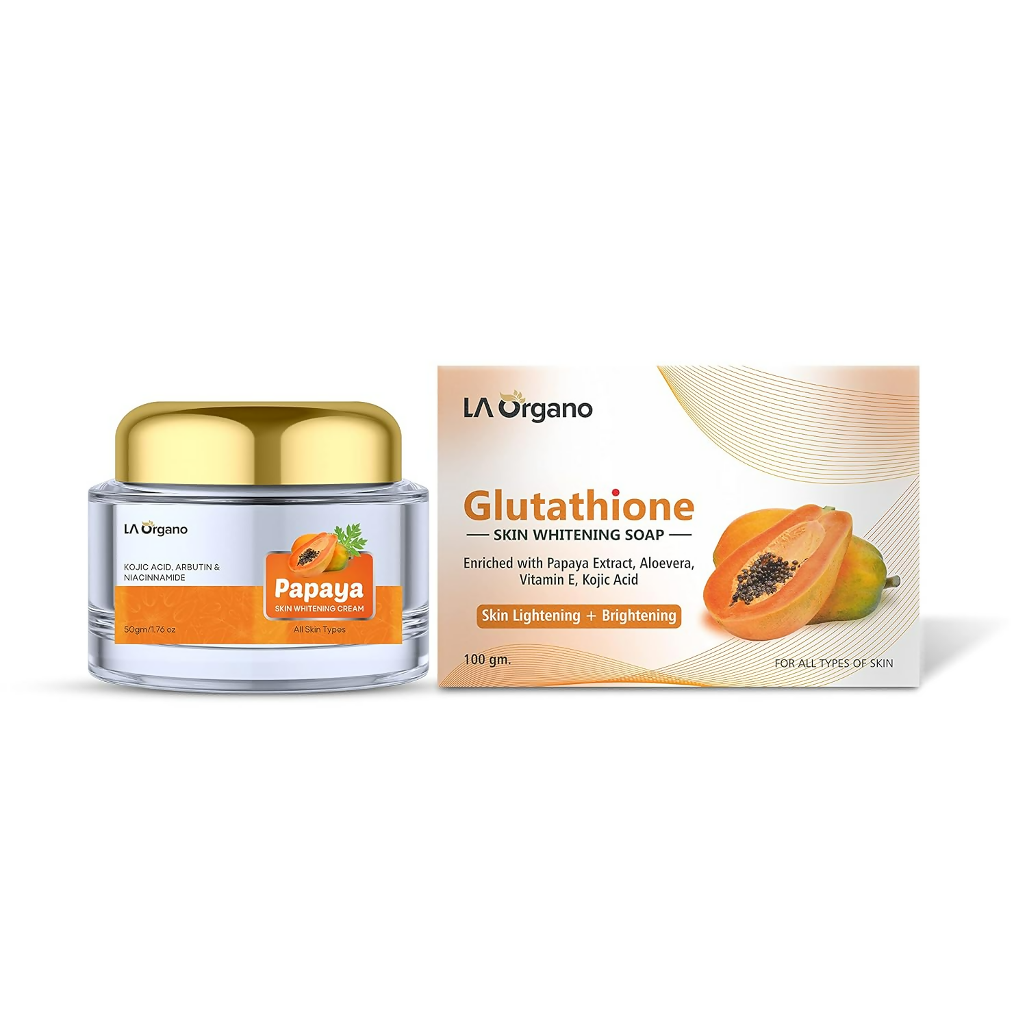 LA Organo Glutathione Papaya Soap and Papaya Cream Combo | Swadesiicart