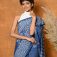 Very Much Indian Handblock Printed Cotton Saree With Natural Dyes - Cyan Blue | Swadesiicart