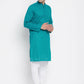 Even Apparels Green Pure Cotton Men's Kurta With Band Collar | Swadesiicart