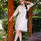 Aayaa Designer Multi Thread Hand Work Khadi Cotton One Piece Dress - Off White