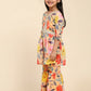 Alakhi Studio Girls Floral Georgette Printed V-Neck Kurta With Sharara - Mustard