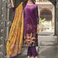 Jyoti Fashion Women's Purple Velvet Floral Digital Printed Kurta with Trouser & Dupatta | Swadesiicart