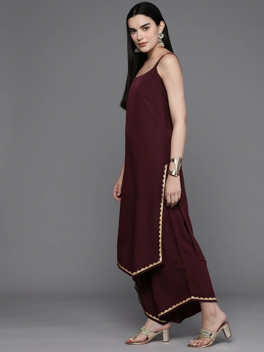 Ahalyaa Women Regular Kurta with Palazzos & With Dupatta - Brown Color | Swadesiicart