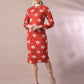 Myshka Women's Rust Printed Round Neck Party Top With Skirt Co-ord set - Swadesiicart