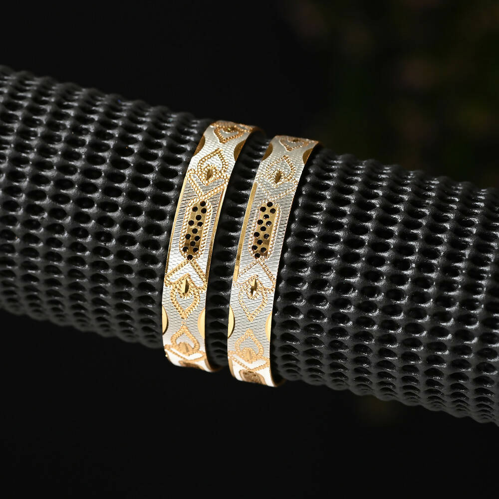 Afast Designer Fancy Party Bangle/ Kada Set, Gold, Metal, Pack Of 2 - Swadesiicart