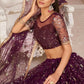 Aastha Fashion Wine Butterfly Net All Over Thread Work, Zari Work And Sandwich Sequence Work Embroidery Wedding Wear Lehenga Choli