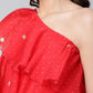 Ahalyaa Women Red Printed Layered Top with Trousers | Swadesiicart