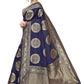 Vamika Traditional Banarasi Jacquard Weaving Navy Blue Saree | Swadesiicart