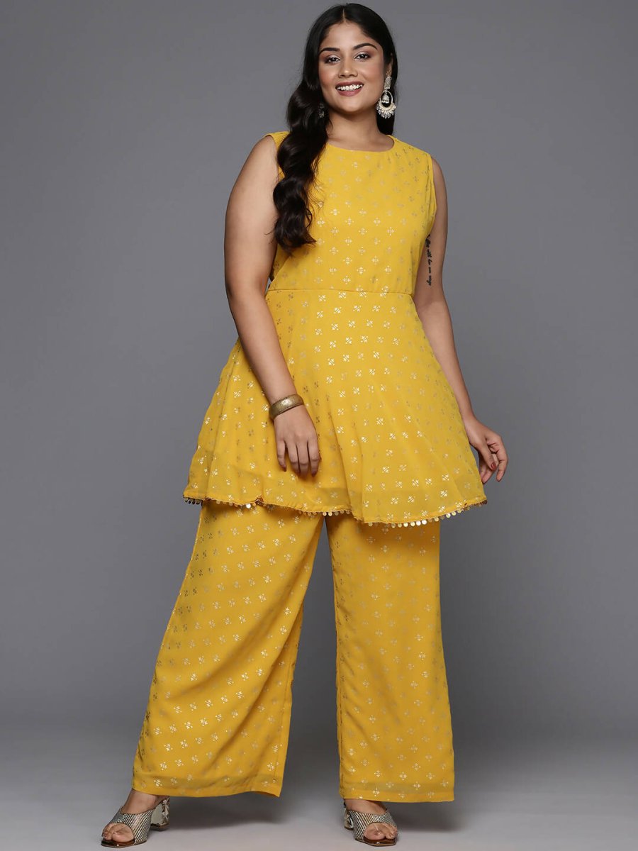 Ahalyaa Women's Traditional Wear Co-ords - Mustard - Swadesiicart