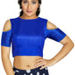 Aastha Fashion Women's Blue Art Silk Cold Shoulder Sleeve Readymade Blouse