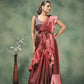 Pink Satin Solid Designer, Printed Party Wear Ready To Wear Saree - Nasreen | Swadesiicart
