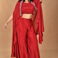 Morchari Women And Hand Embroidery Palazzo Set-Maroon - Swadesiicart