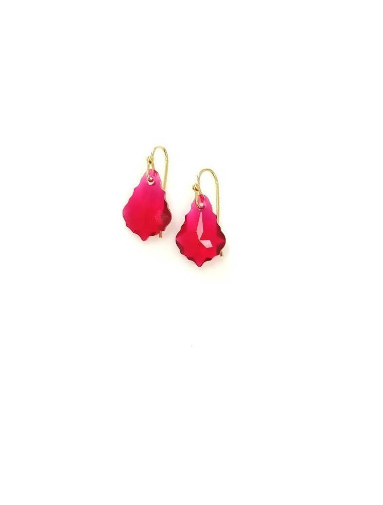 Bling Accessories Swarovski Crystal Ruby Red Drop Earrings | Swadesiicart